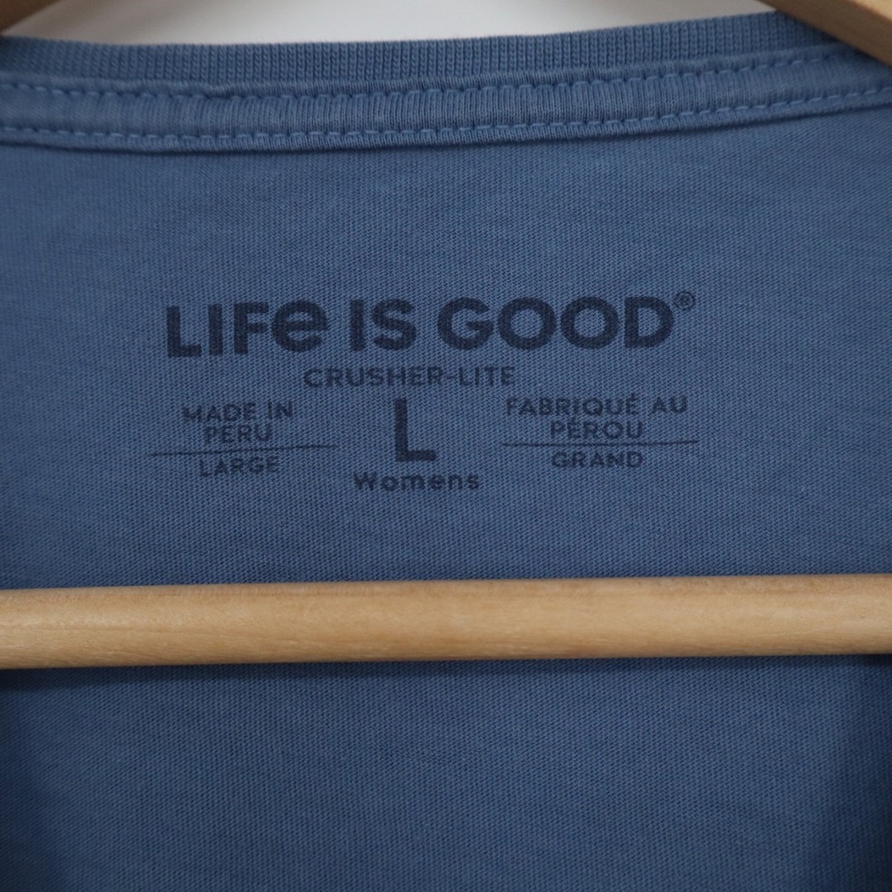 Life Is Good Womens Crusher-Lite Blue Patriotic Mason Jar Rose T-Shirt Large - Picture 4 of 8